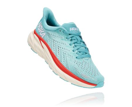 Hoka One One Clifton 8 - Sapatos Ortopédicos Homem Luz Turquesa / Azuis | PT-xRhGY0K